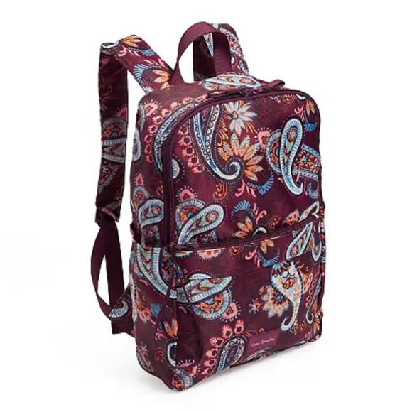 NEW Vera Bradley Packable Large Campus Backpack Paisley Jamboree Red - Picture 2 of 9